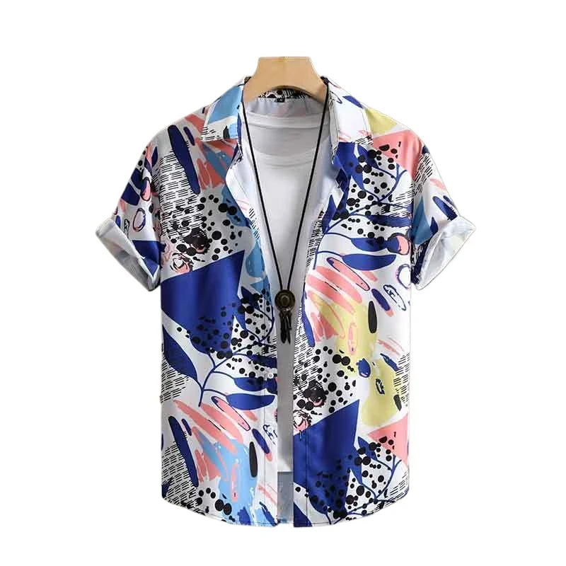 Tropical Plant Hawaiian Shirt, Men's Casual Allover Print Button Up Short Sleeve Shirt For Summer Vacation Resort