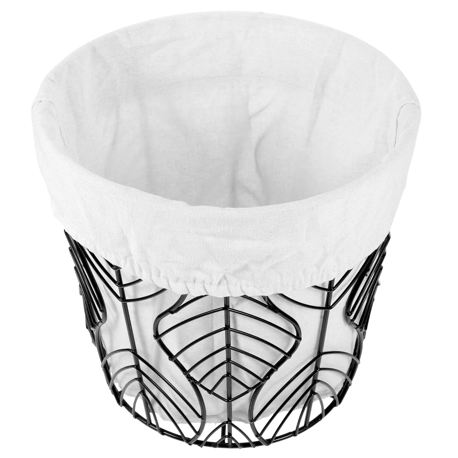 

Nordic Storage Basket Black Iron Wire Woven Leaf Design Removable Cloth Lining Large Capacity Laundry Hamper Home Decor Metal