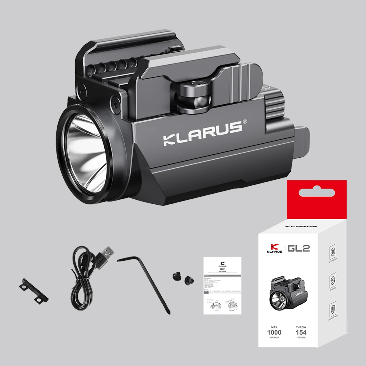 lanterna tatica com feixe verde 1000 lumens compativel recarga direta tipo c klarus gl2 01