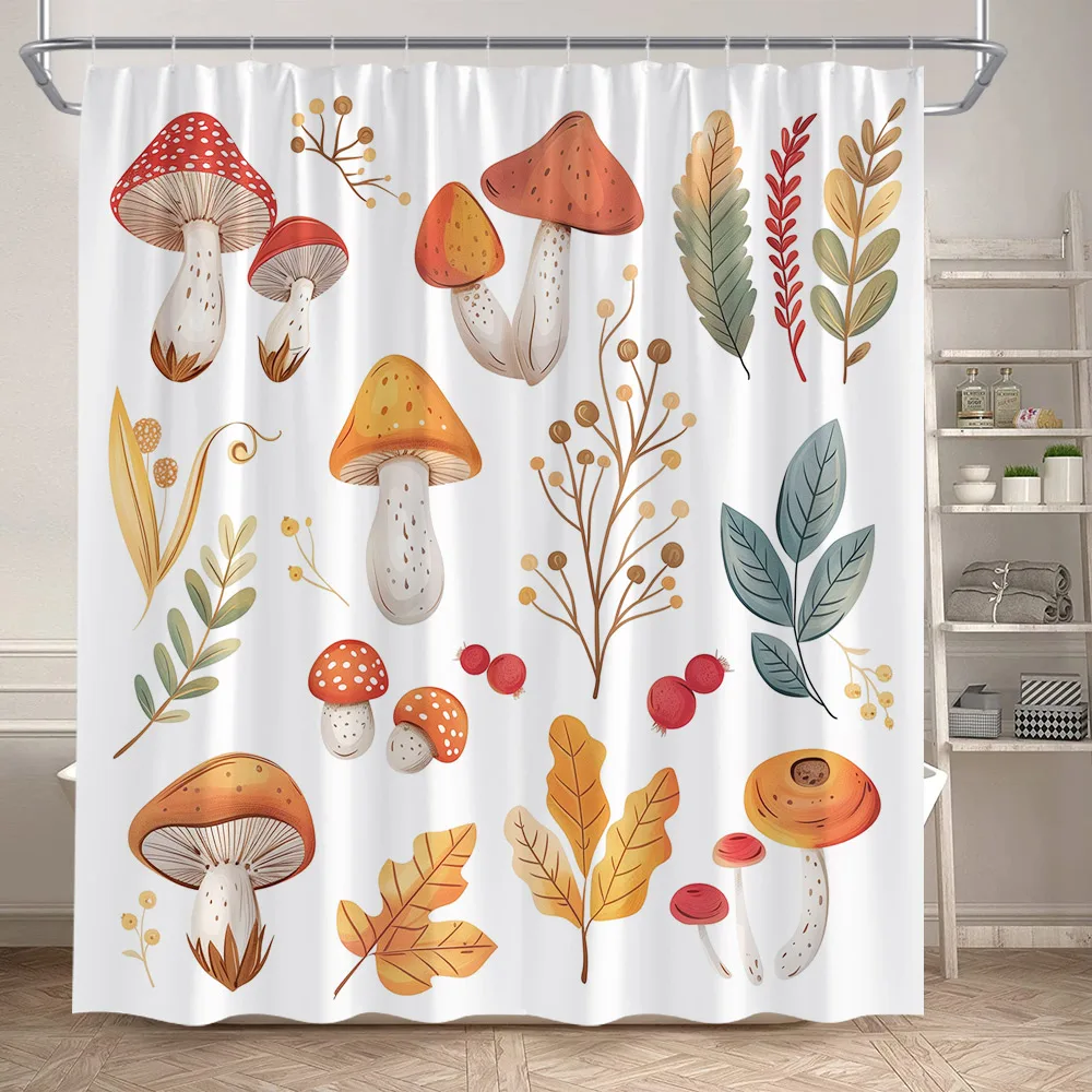 Cartoon Animals Shower Curtains Cute Fox Lion Deer Rabbit Autumn Floral Plant Kids Bath Curtain Polyester Bathroom Bathtub Decor