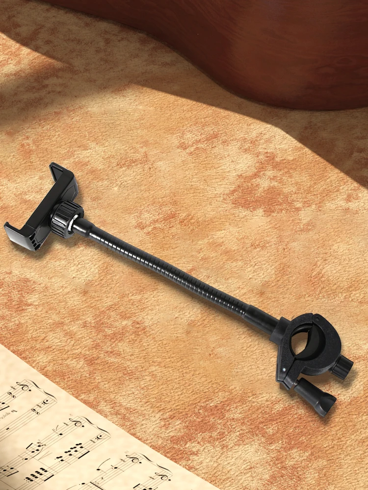 حامل هاتف مرن متعدد الأغراض قابل للتعديل وحامل ميكروفون معقوفة وحامل موسيقى للهاتف المحمول على شكل طبل