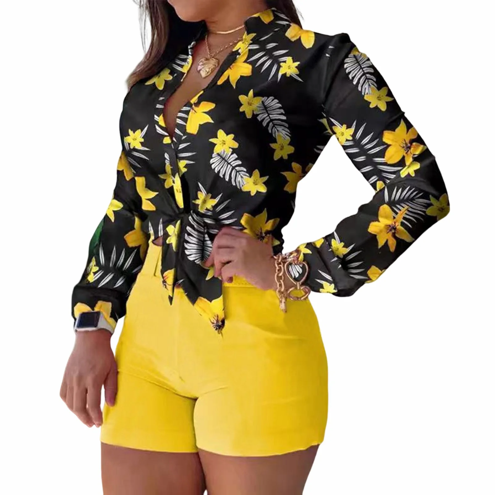 

Girl Printed Top Short Suit 5 Size Choose S/M/L/XL/2XL Suitable for Girl Woman Mother Lover