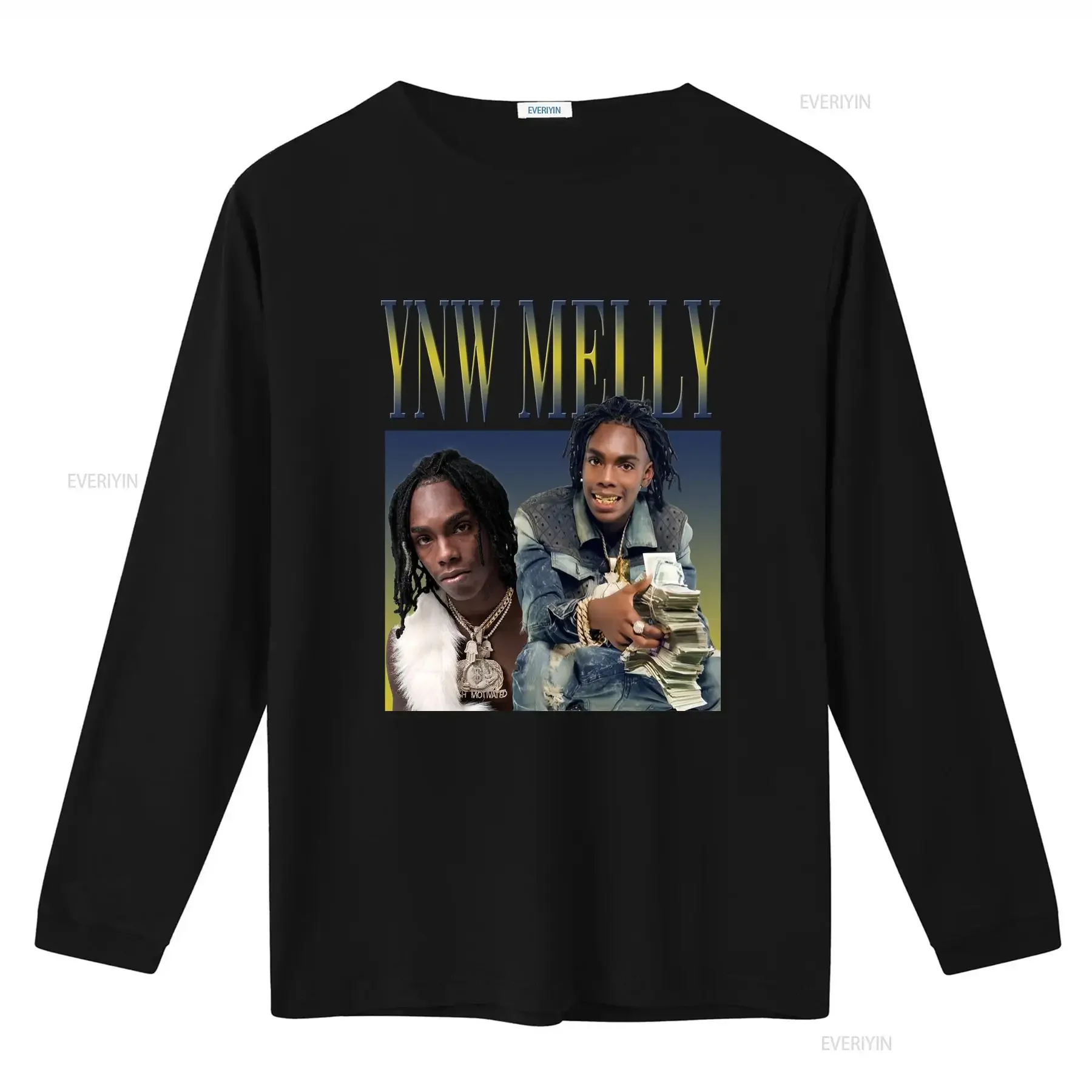 Ynw Melly تي شيرت عتيق 90s تصميم مستوحى عتيق مغسول أوم جرافيك ممتد موضة أنيقة ناعمة متعددة الاستخدامات ملابس الشارع