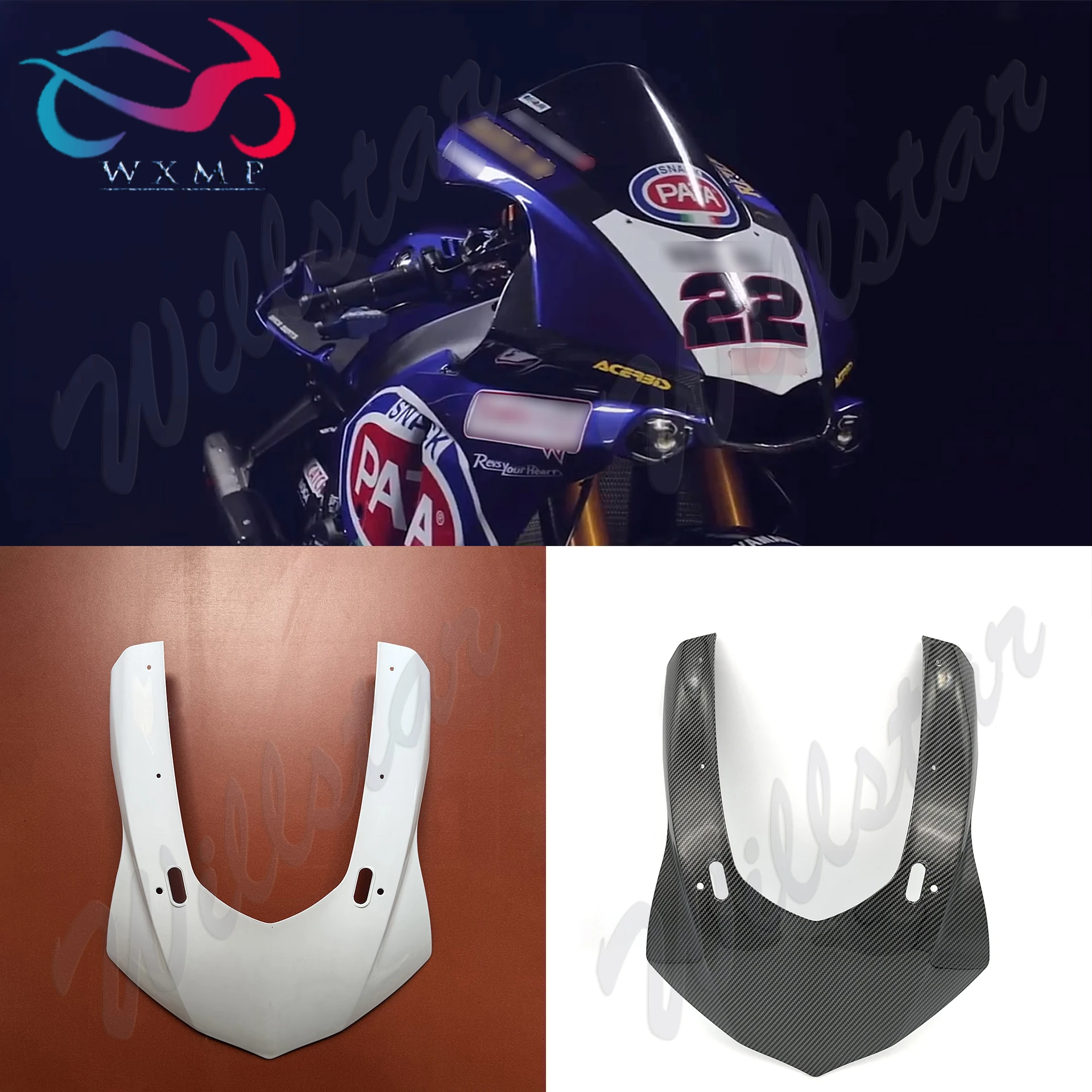 Unpainted / Carbon Fiber Color Front Upper Fairing Headlight Cowl Nose Panel For YAMAHA YZF1000 R1 R1S R1M 2015 2016 2017 2018