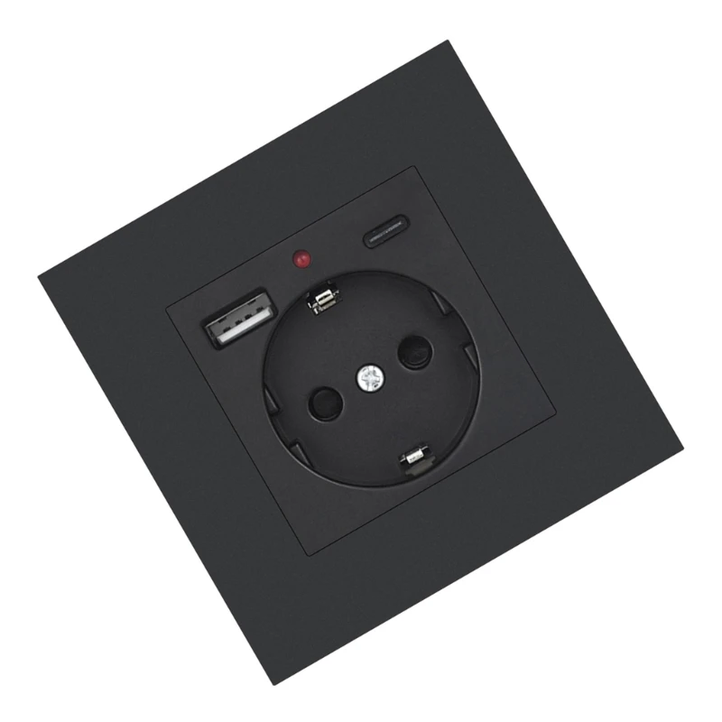 Ổ cắm điện USB hiện đại có cổng USB và TypeC, phích cắm Châu Âu 16A tương thích, nhanh chóng