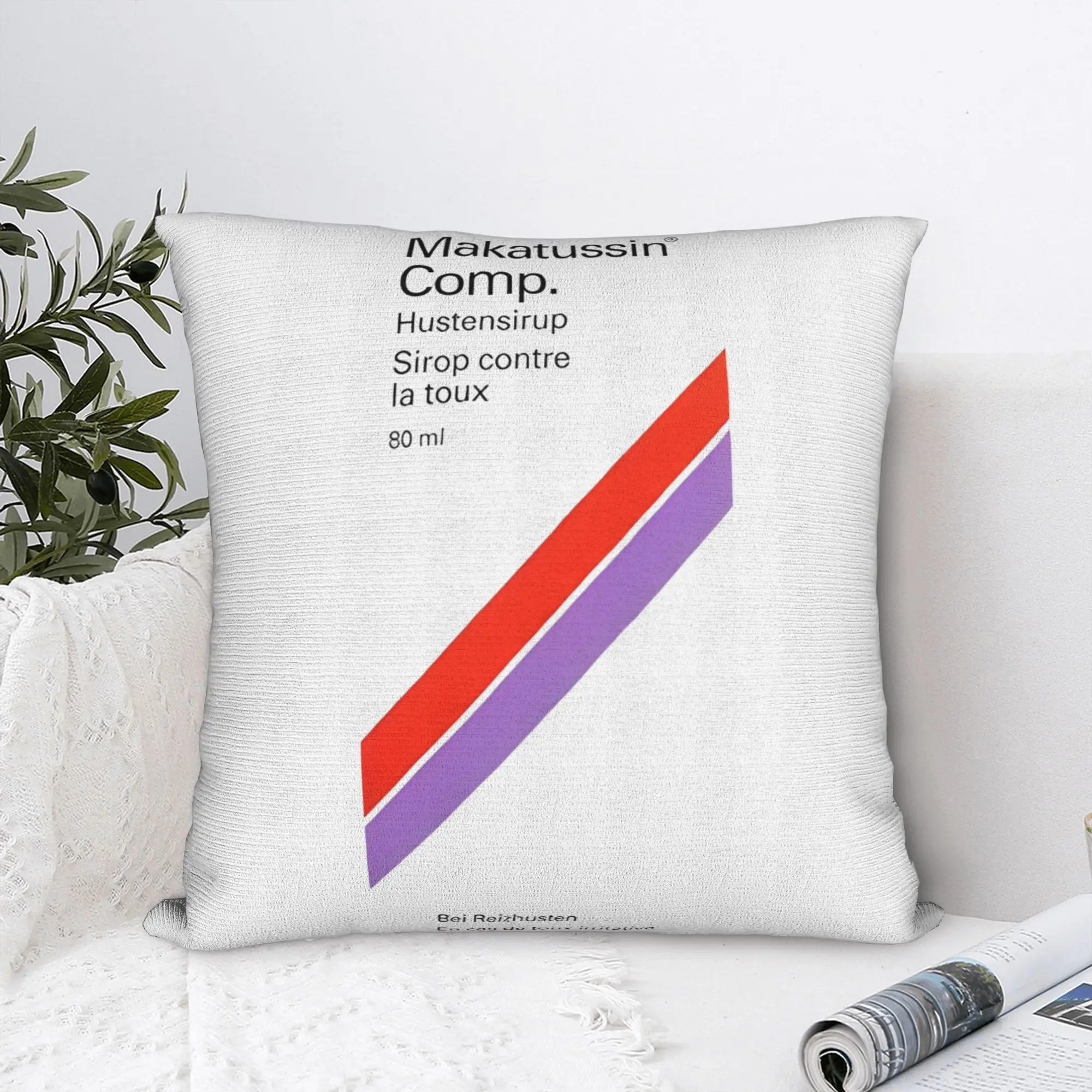 Printed Makatussin Comp 80ml Label Pillowcase Polyester Cushion Cover Decorations Funny Pillow Case Cover Home Zippered