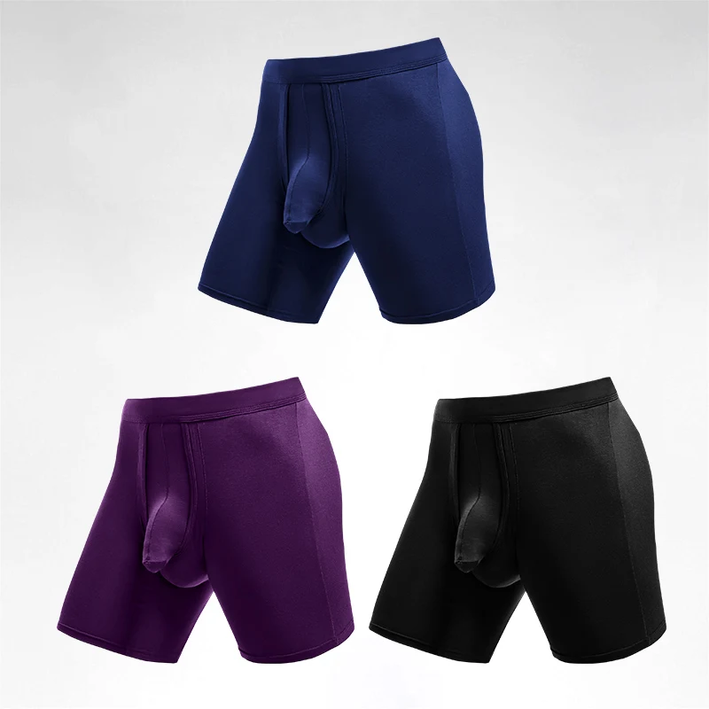 

3Pcs Men's Extended Sports Underwear, Bullet-Style Separated Four-Corner Anti-Chafing Leg Protection, Large Size Breathable Running Boxer Shorts for Big Guys