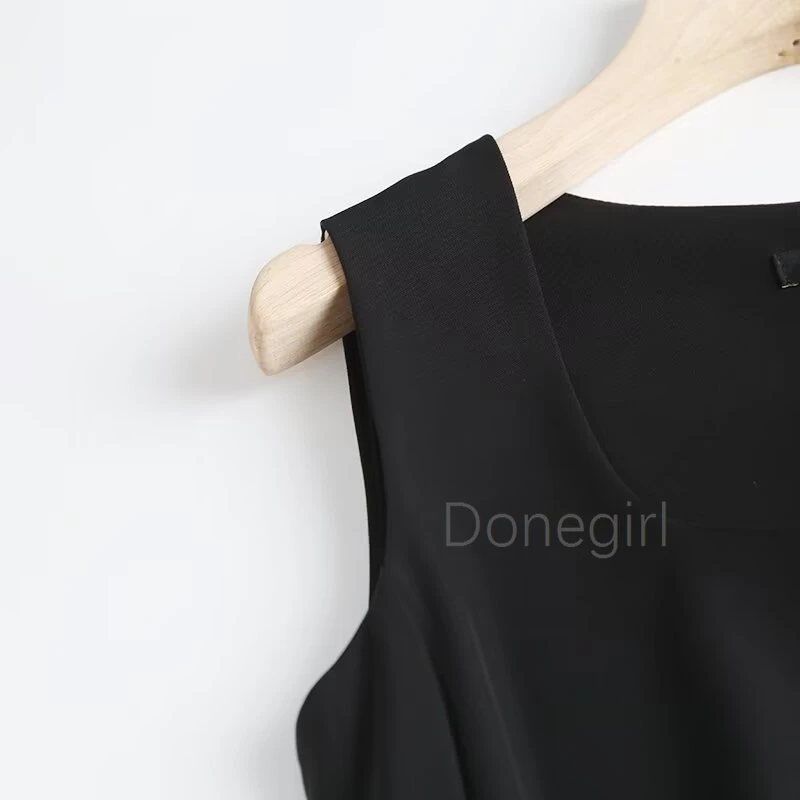 Donegirl-فستان نسائي بدون أكمام برقبة مستديرة ، تصميم بسيط ، أنيق ، أسود ، أنيق ، موضة جديدة ، الصيف ، ،