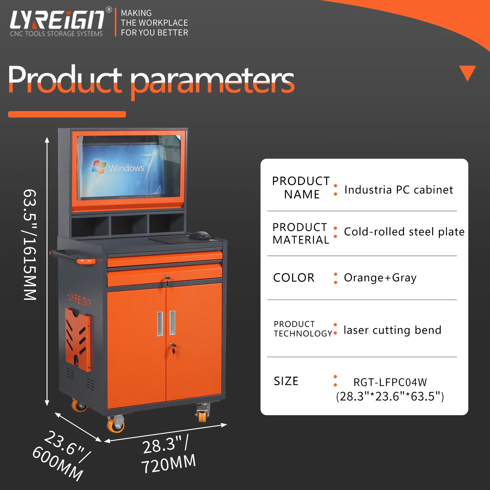 Large Industrial Computer Cabinet Operating Table, Movable CNC Computer Tool Cabinet, Industrial PC Cabinet Maximum