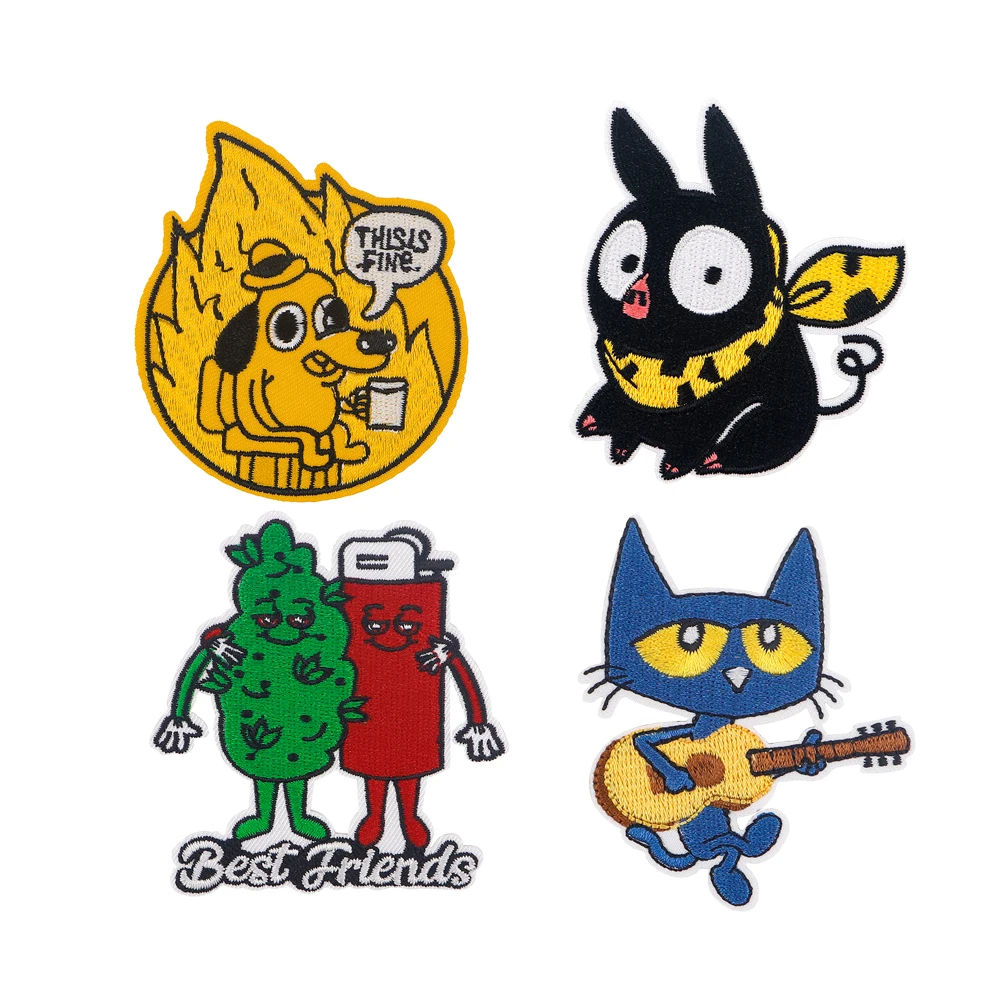 

Funny Cartoon Blue Cat Dog Embroidered Patches for Clothing Patches DIY Iron on Patches Patch Sew Applique Stickers Badges