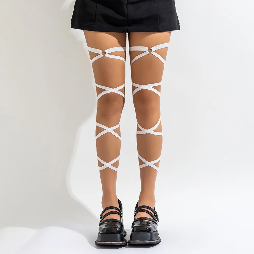 1PC Punk Gothic Multilayer Black Elastic Band Leg Thigh Chain Women Sexy Circle Harness Cosplay Harajuku Body Jewelry