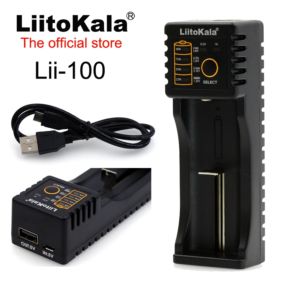 LiitoKala-Carregador de Bateria de Lítio, Lii-100, Lii-202, 1.2V, 3V, 3.7V, 4.25V, 18650, 26650, 18350, 16340, 18500, AA, AAA, NiMH