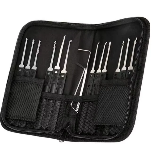 17-Piece Lock Pick Kit with Zipper Case Locksmith Picking Tool Set for Beginners Extractor Tool for Security Professionals