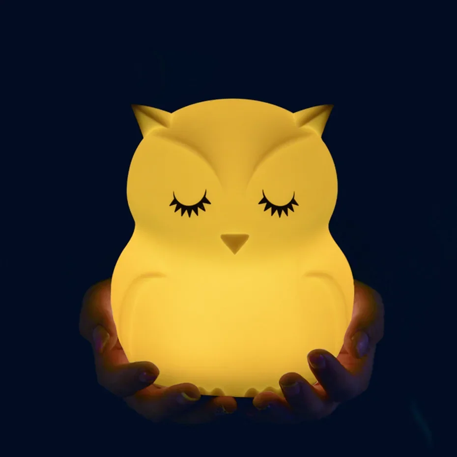 Owl Night Light Remote Control Touch Sensor Dimmable Timer Rechargeable LED Lights Bedside Night Lamp for Children Kids Baby