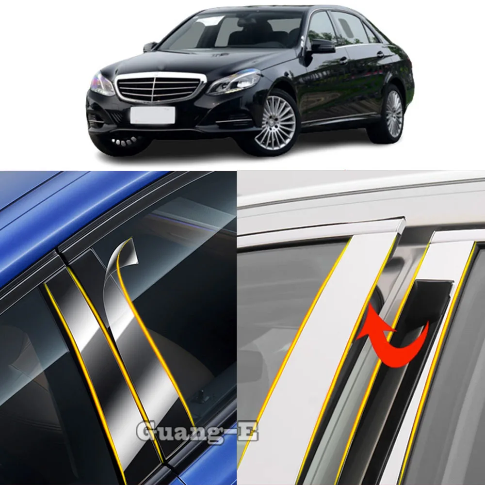 

Car TPU/Glossy Mirror Pillar Post Cover Stickers Plate 6PCS For Mercedes-Benz E-Class W212 2008 2009 2010 2011 2012 2013-2015