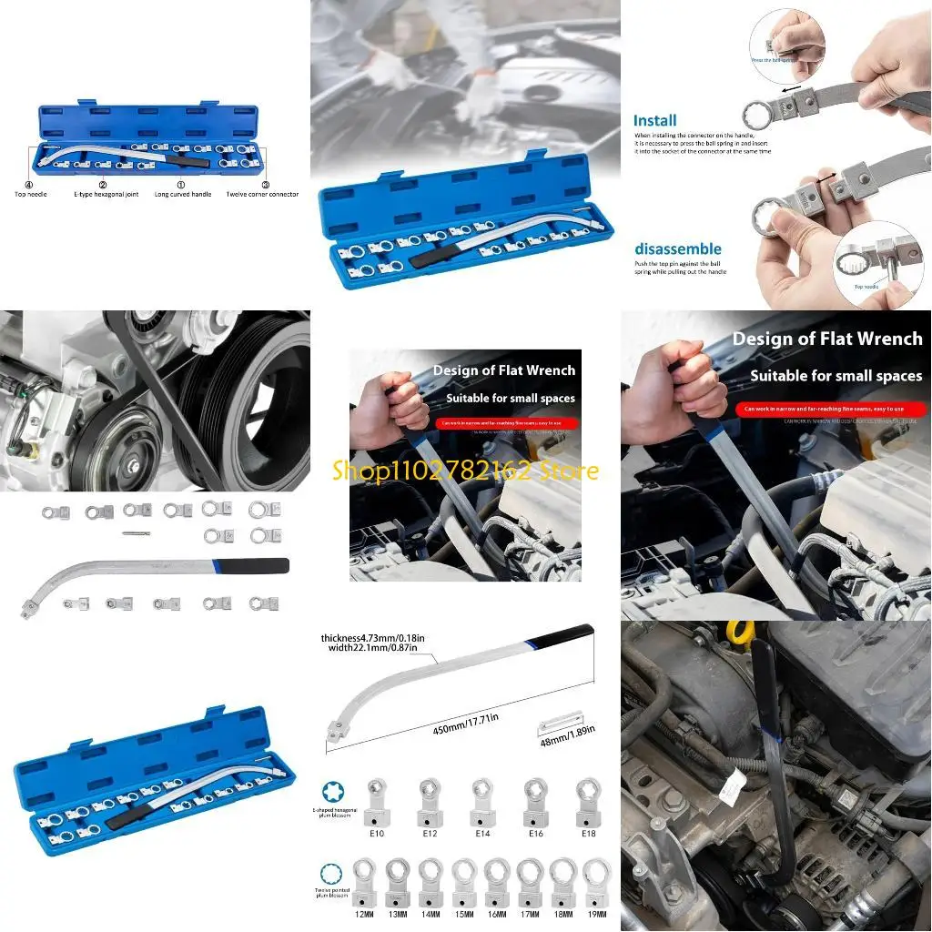 

547B Belt Tensioner Pulley Removal Set with Case Steel Mechanic Repair