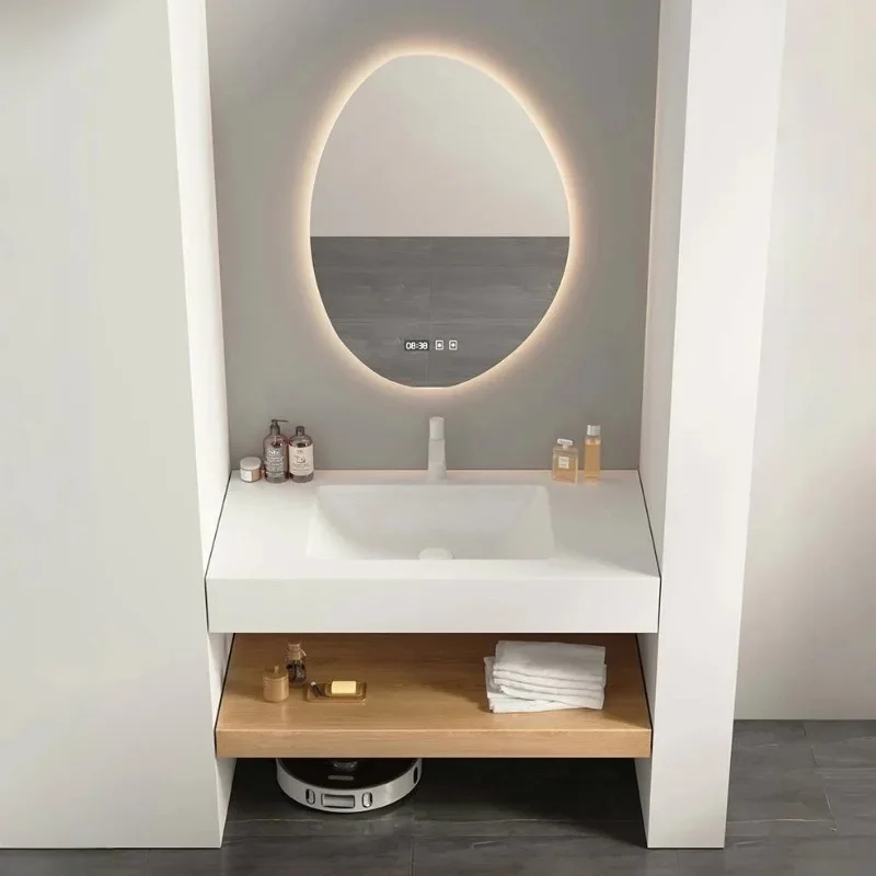 Cream Wind Slate Seamless Basin Washbasin Bathroom Cabinet Combination Hotel B & B