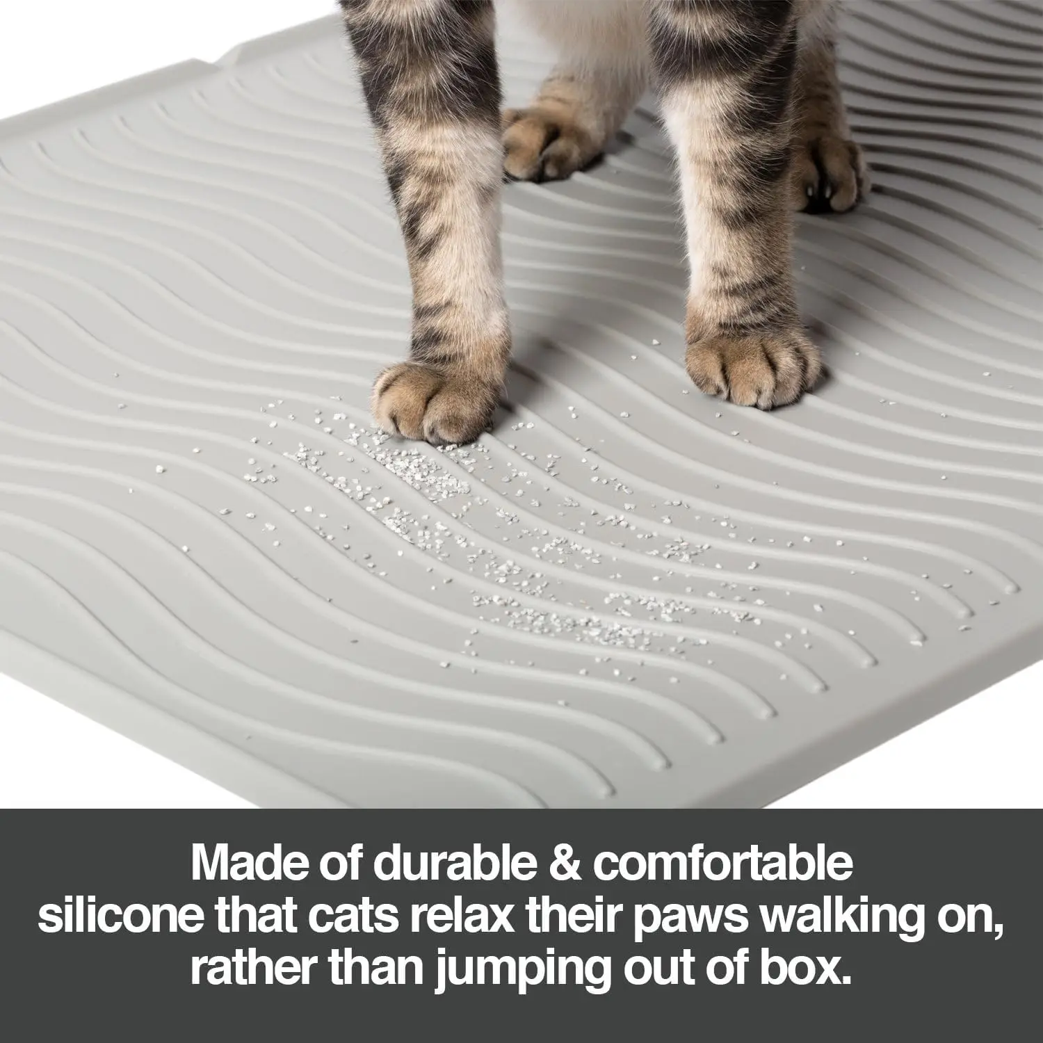 

Waterproof Cat Litter Matt with Inner Channels & Raised Outer Lip | XL | Premium Grade Silicone Housebreaking Cat Supplies Needs