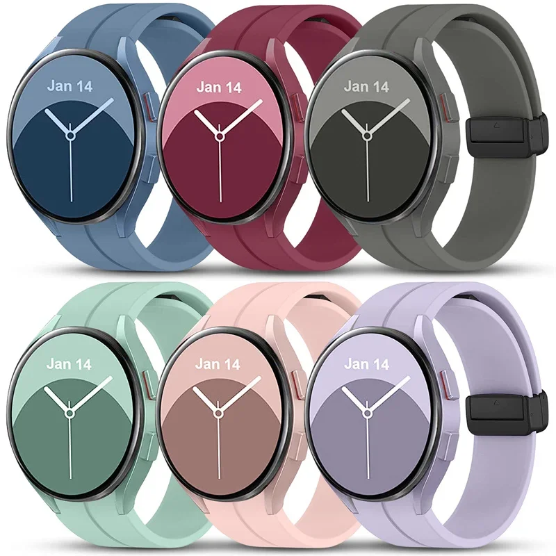 

Силиконовый ремешок для Samsung Galaxy Watch 7/6/5/4/FE 44 мм 40 мм/5 Pro 45 мм Магнитный ремешок без зазоров Galaxy 4-6 Classic 42 мм 46-47 мм