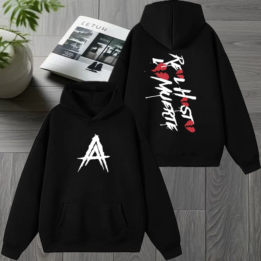 

Autumn Winter Anuel AA Real Hasta La Muerte Double Sided Printed Hoodie Unisex vintage Fleece streetwear Men women Sweatshirt