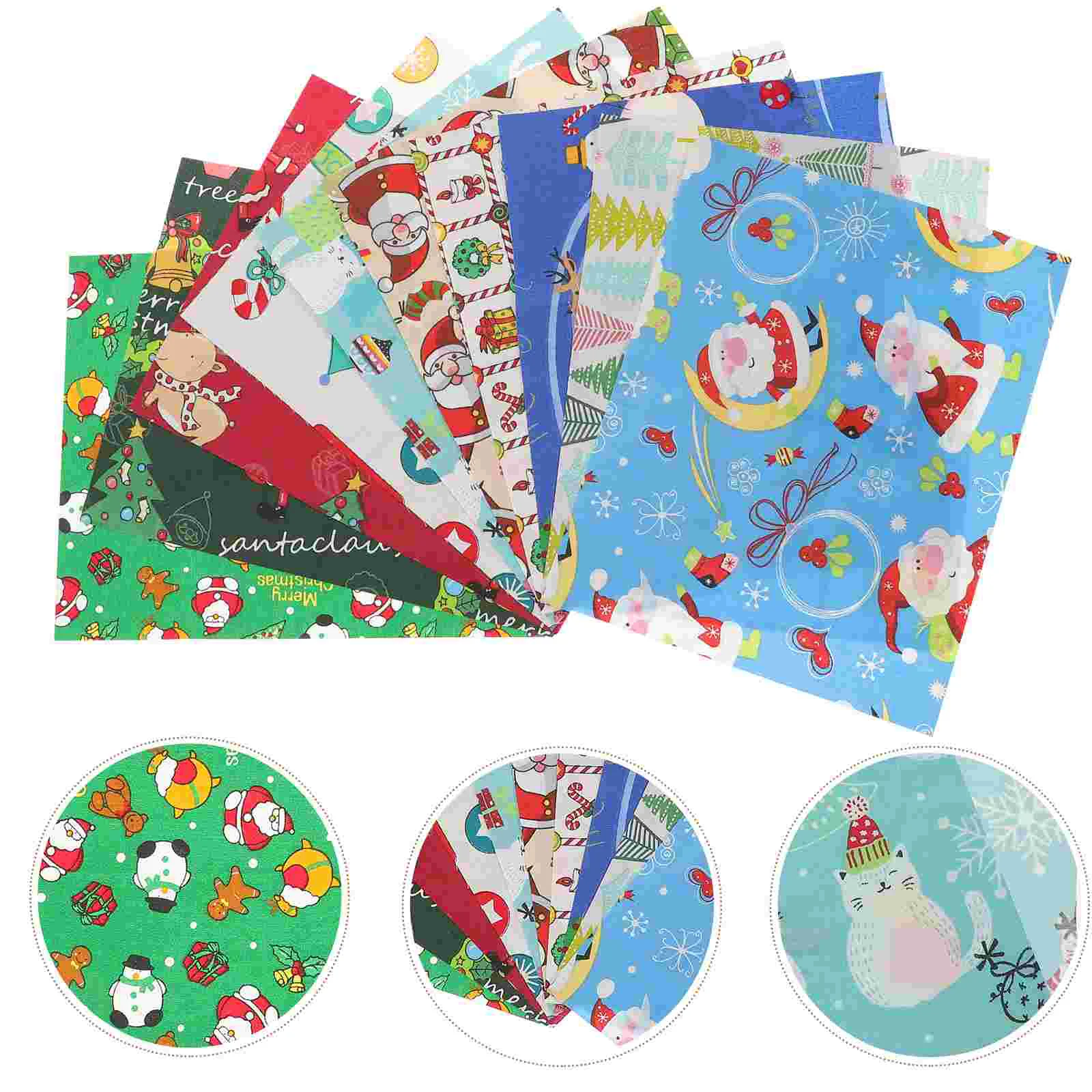 10 Sheets Christmas Cloth Group Head Small Floral Cotton Fabric Quilt Patchwork DIY Leftovers