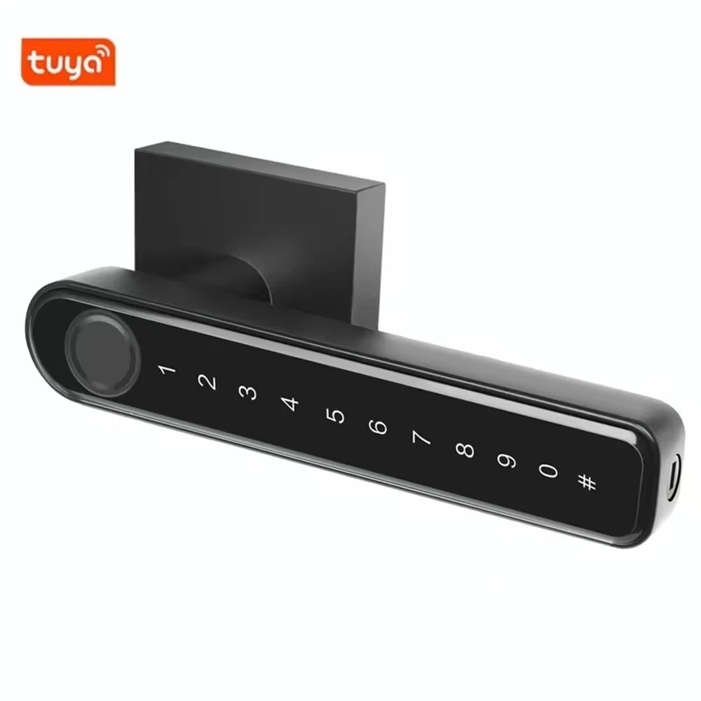 Tuya Smart Stainless Steel Door Lock for Bedroom Aluminum Glass Door Handle Zinc Alloy Password Key Storage Compatible TTLOCK