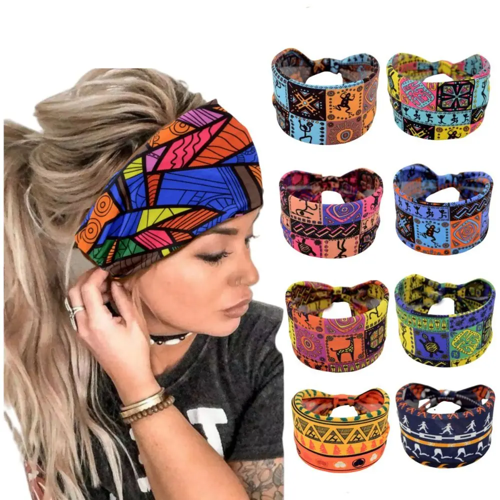 

Fashion Elastic Wide Hair Band Knotted African Style Sports Headband Yoga Hairband Women