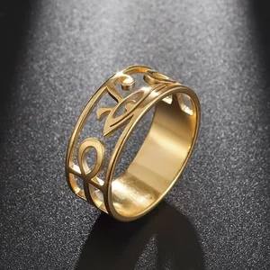 Yilocd-Aço Ai Cập không gỉ Ai Cập Ra Ualnel có thể điều chỉnh cho phụ nữ, Horus Eye, Ankh Cross, Amulet Ring, Ai Cập trang sức Doanh số bán thân của Ai Cập - 5