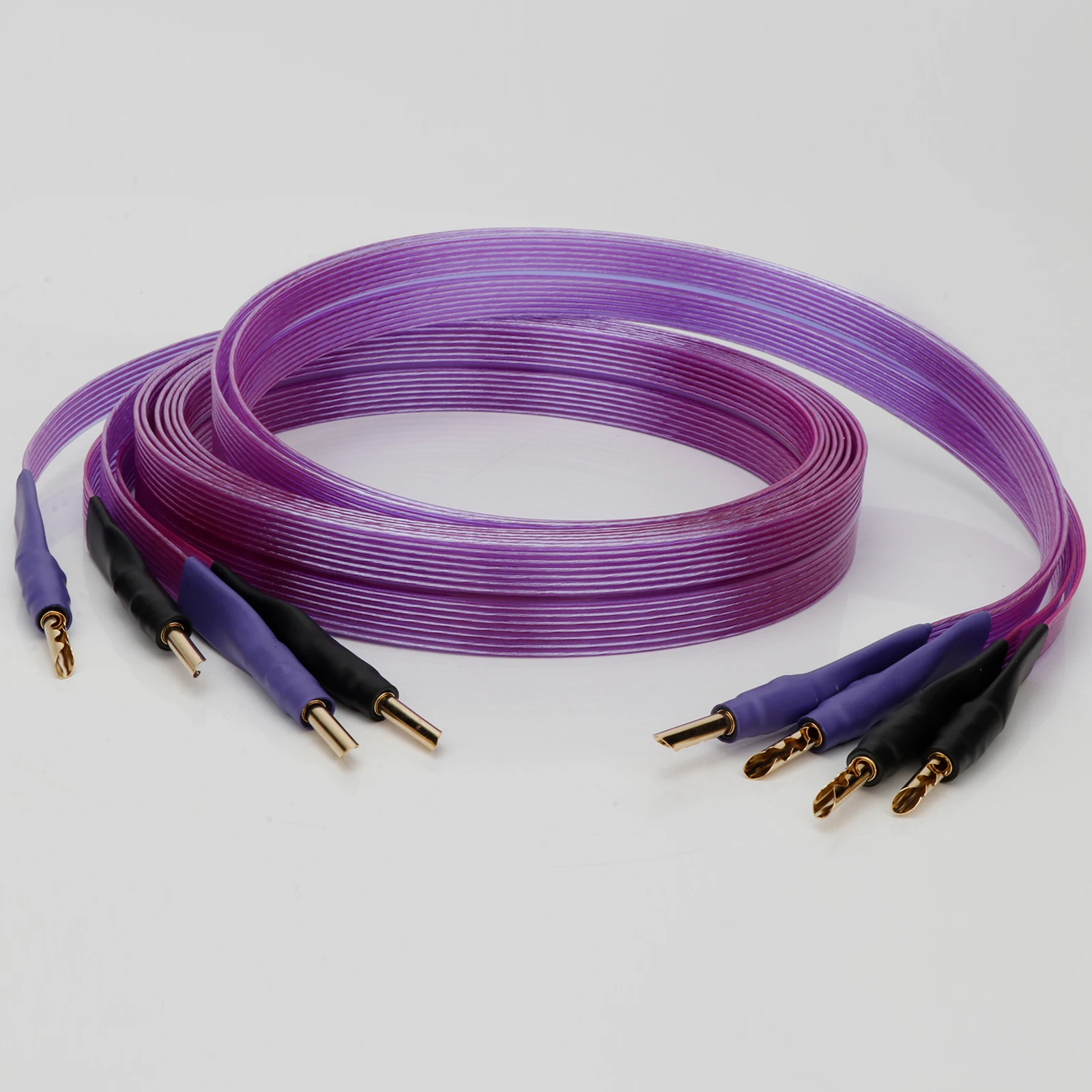 

HiFi OCC Speaker Cable Purple Phoenix flat belt structure Cable Banana Y Plugs Cable for Speaker Amplifier High fidelity sound