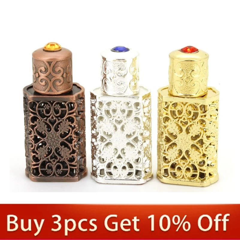 

3ml fragrance dispenser bottle glass perfume bottle single bottle quartet alloy Essential oil bottle