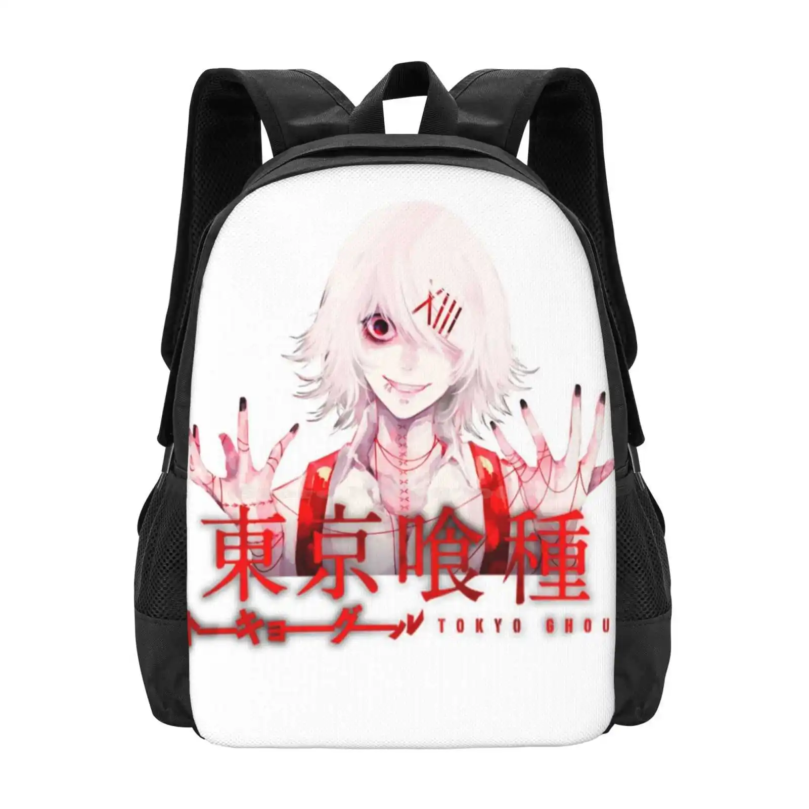 Juuzou Teen College Student Backpack Pattern Design Bags Juuzou Kaneki Anime Sleeve