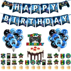 Video Game Party Supplies Set Baby Boy Birthday Party Decoration Happy Birthday Gaming Backdrop Game Table Covers Gamer Balloons