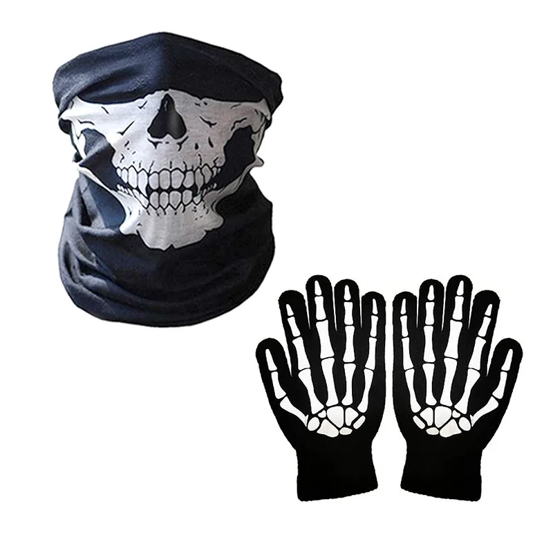 New Terror Halloween Party Cosplay bambini adulto morte mantello nero mantello Halloween Skull Skeleton Ball Costume Prop Set