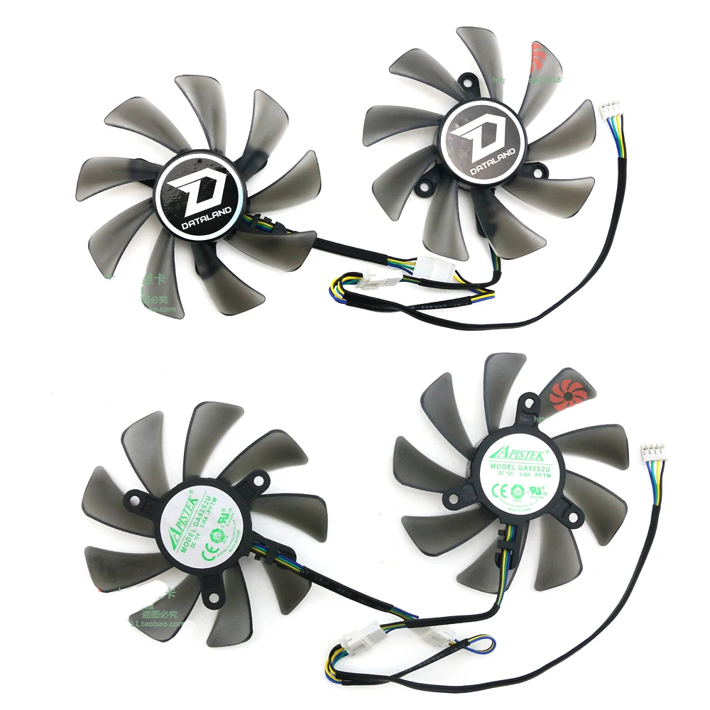 NEW 2PCS Cooling Fan 85MM 4PIN GA92S2U RX6500 RX6600 GPU FAN For DATALAND RX 6600 XT RX 6650 XT Graphics Card Fan Replacement