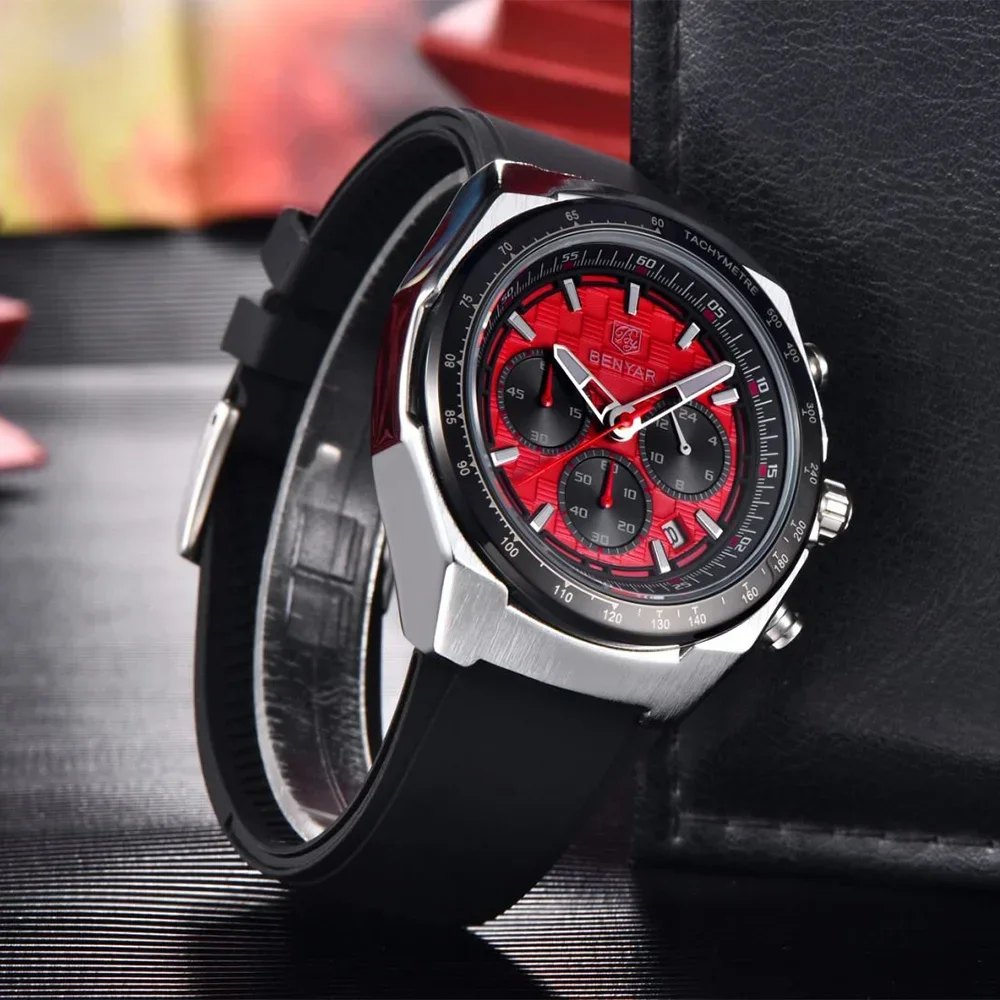 

BENYAR Luxury Men Watch Date Chronograph Luxury Men's Watch Waterproof Night Light Sports Military Man Quartz Watch +Gift Box