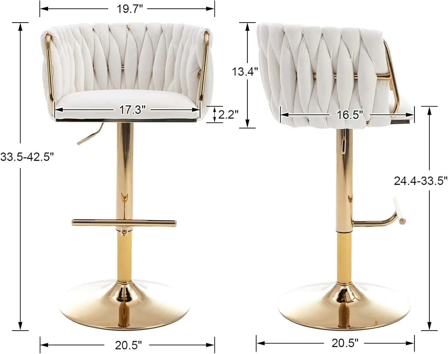 Duomay โมเดิร์นเก้าอี้บาร์หมุนชุด 3, กํามะหยี่ปรับความสูง Barstool Barrel กลับ KITCHEN Island เคาน์เตอร์เก้าอี้บาร์