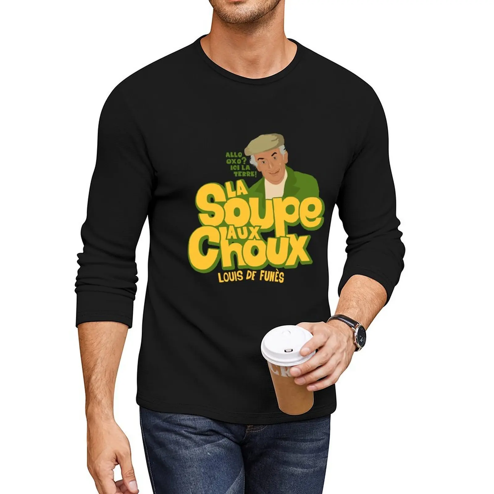 La Soupe aux Choux: Louis de Funes تي شيرت طويل ملابس kawaii تي شيرت عتيق للأولاد تي شيرت أبيض قمصان رجالي للتمرين
