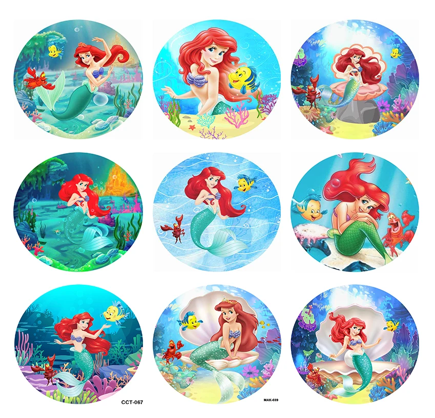 Telón de fondo redondo de La Sirenita de Disney para niñas, fondo circular para fiesta de cumpleaños y Baby Shower, proveedor de princesas Ariel, bajo el mar