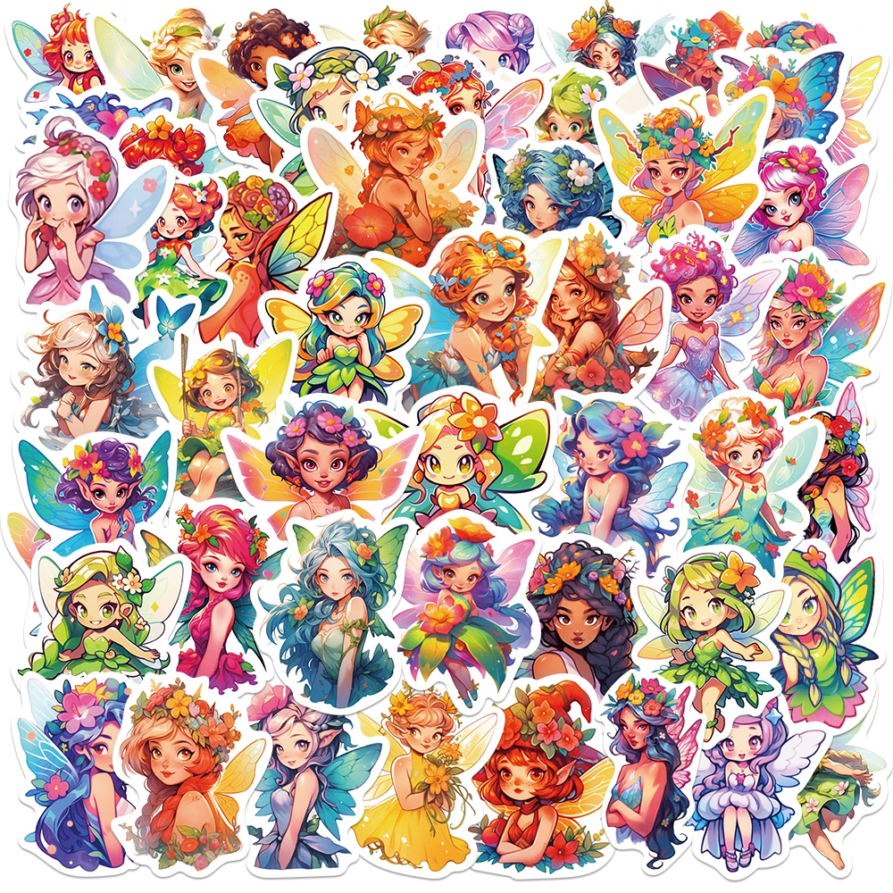 50pcs Cartoon Anime Little Flower Fairy Graffiti Stickers Decal for Laptop Motorcycle Luggage Snowboard Fridge Decor Girls Toys