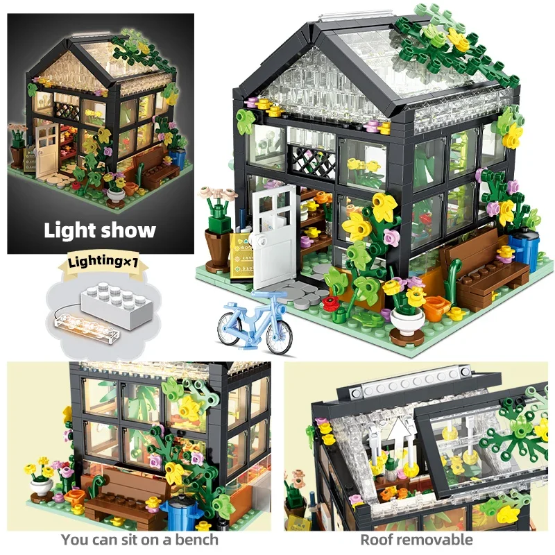 Coffee Shop House Building Blocks con luce a Led Diy City Street View architettura creativa mattoni modello giocattoli per bambini per ragazze regalo