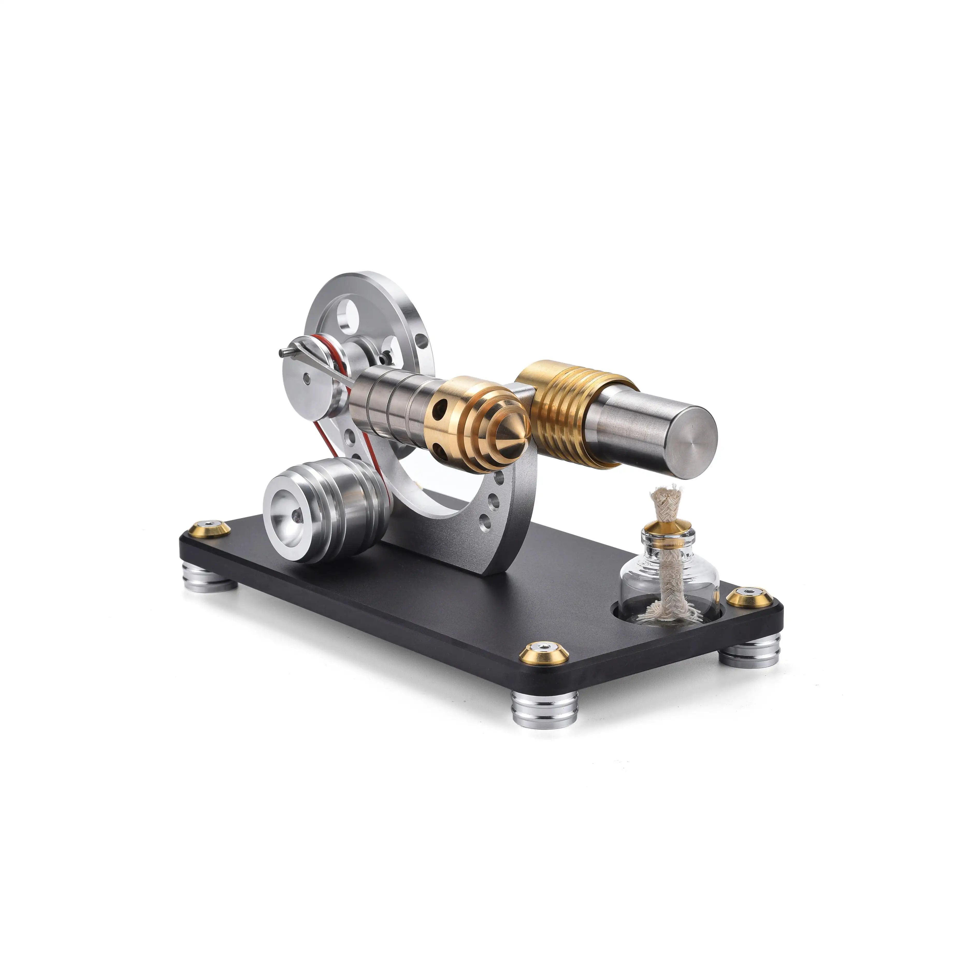 T4 Titanium Alloy Power Piston Single Cylinder Stirling Engine – Twin Flywheel, Elegant Desktop STEM Model