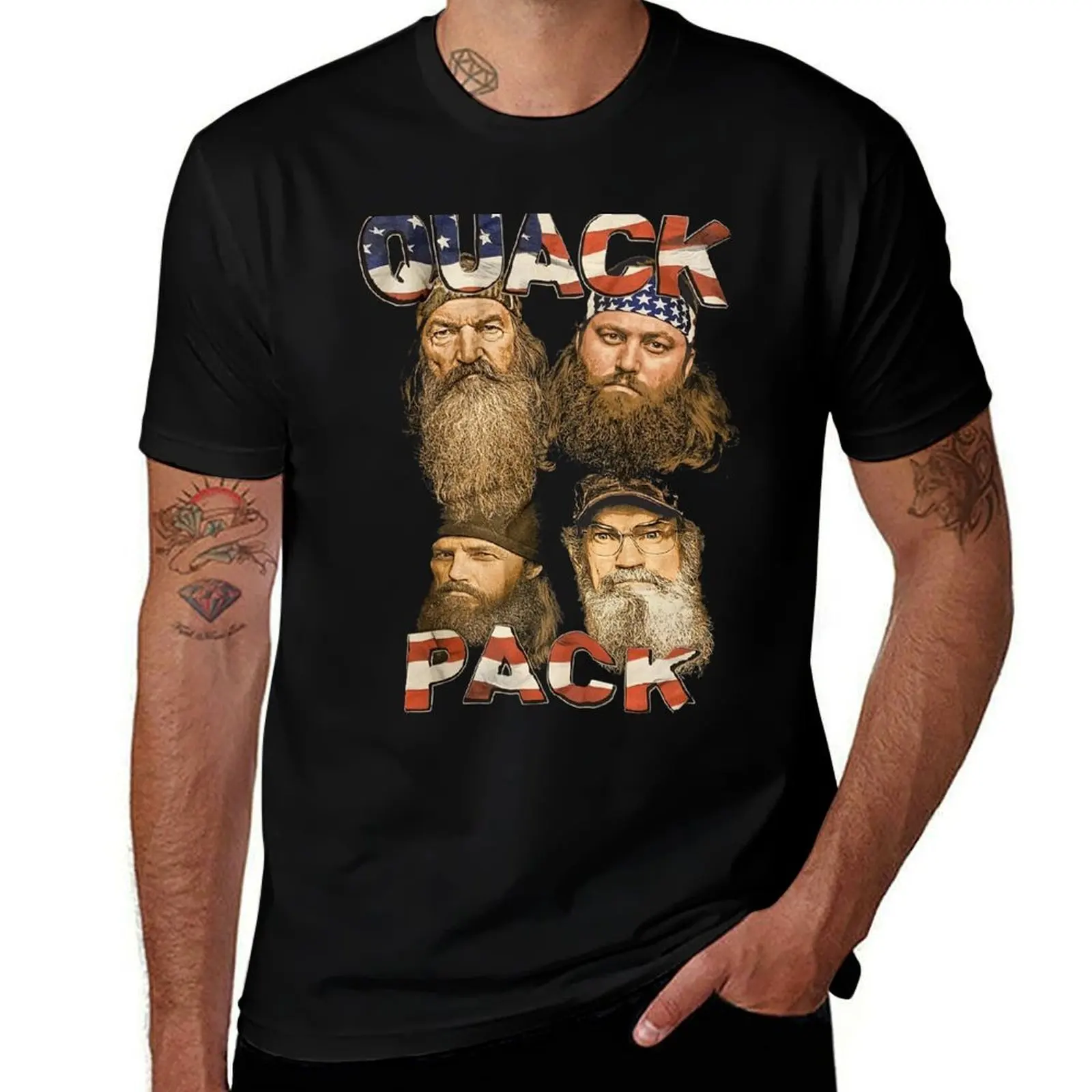

QUACK PACK Duck Dynasty America Phil Robertson T-Shirt hippie clothes basketball graphic tees blacks Men's cotton t-shirt