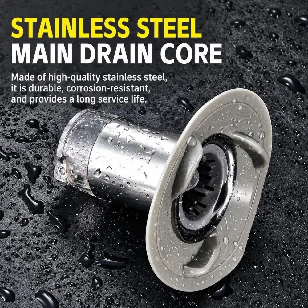 Magnetic Sealing Floor Drain Turbine Guide Stainless Steel Bathroom Drain Universal Fit Double Seal Odor Proof Drain Core