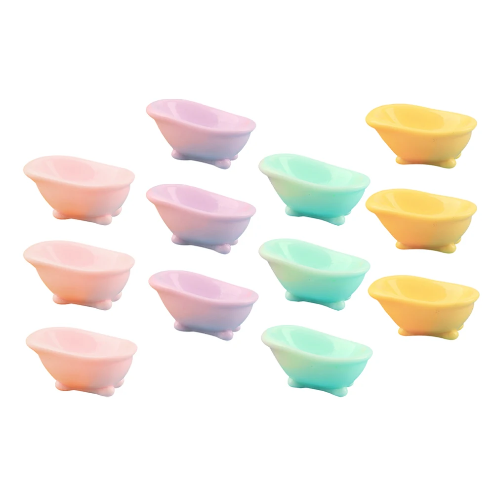 

12pcs Miniature Bathtub Ornaments Realistic Design Dollhouse Accessories Resin Makeup Organizer Exquisite Craftsmanship Decor