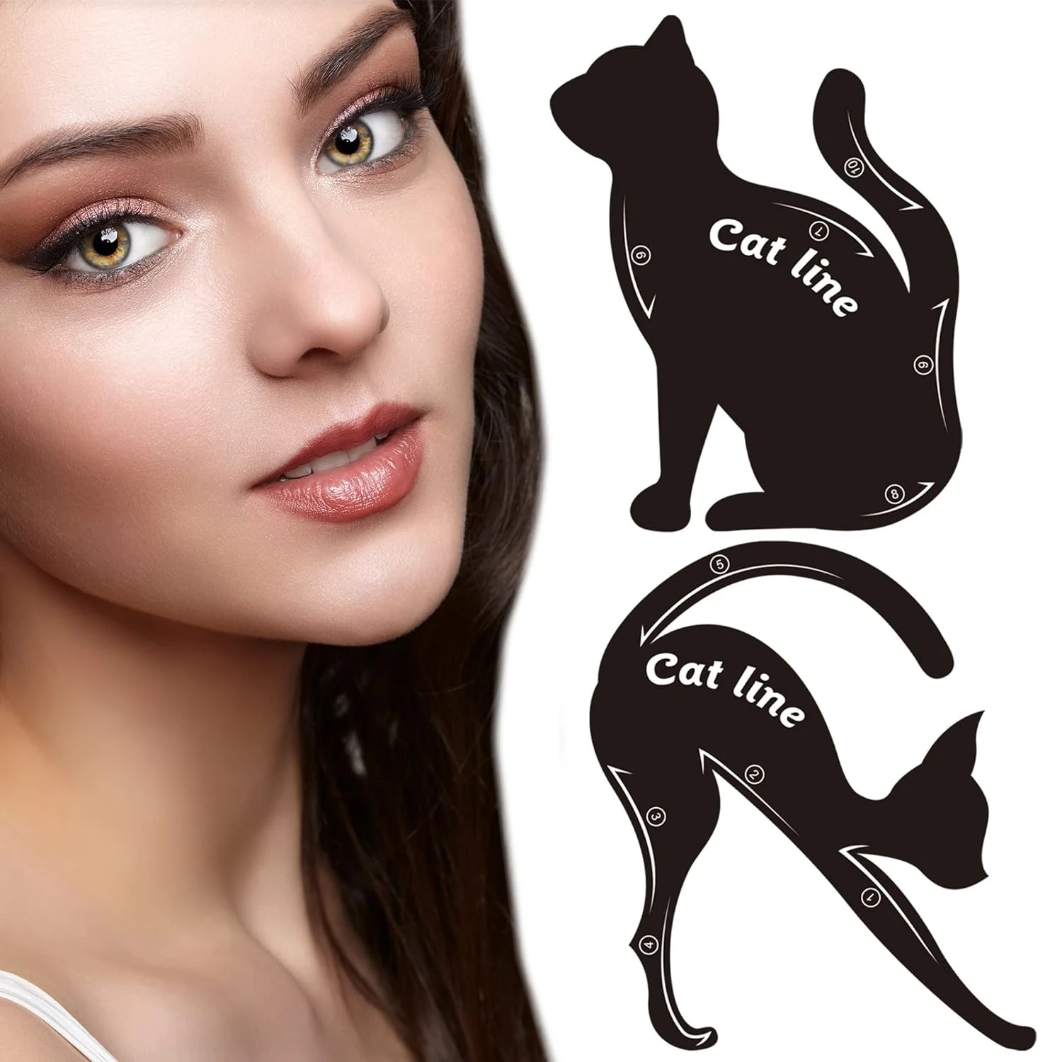 

High Precision Eyeliner Stencils – 10 Unique Winged Cat Eye Looks – Versatile Smokey Eyebrow Pencil & Guide Stickers – Eas