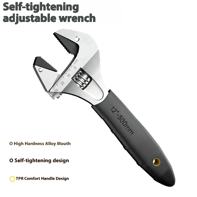 

E28F 8/10/12inch Multifunctional Ratcheting Spanner Tool for Home Professional Wrench Tool Set Adjustable Large Opening