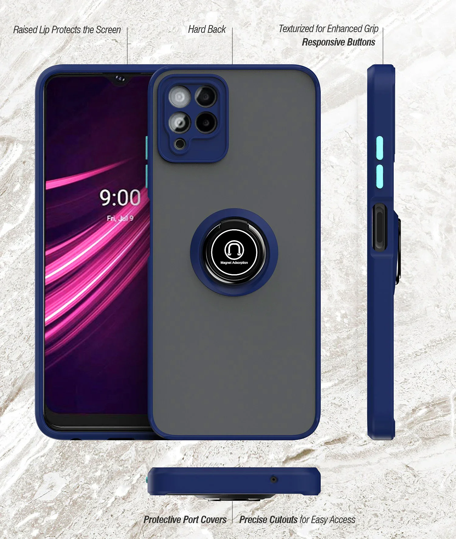 Finger Ring Holder Case for T Mobile Revvl 7 6 Pro 5G Revvl V Plus 5G case Matte Silicone Phone Cover Magnetic With Fundas Capa