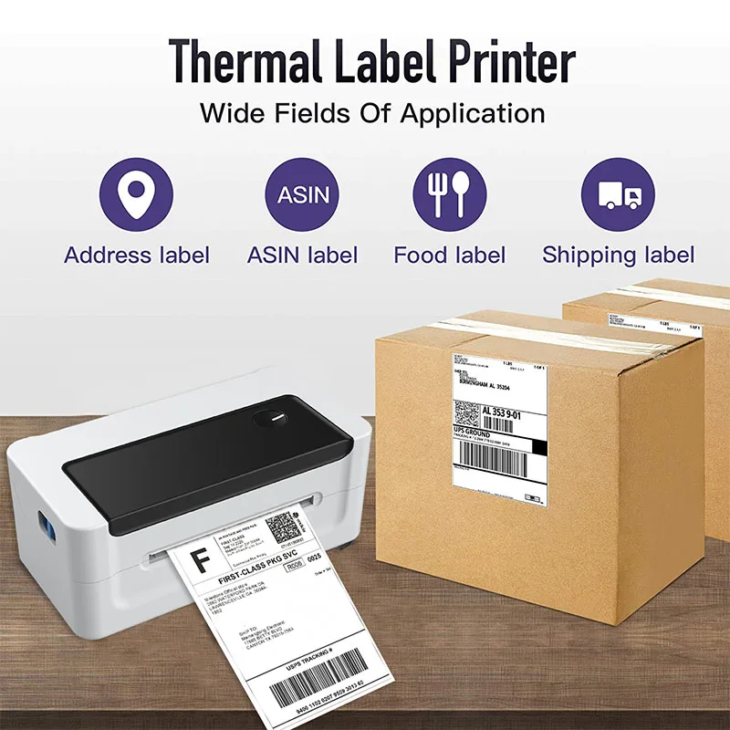 Thermal 4x6 Shipping Label Printer Mini 30-114mm 203dpi 4 inch Order Waybill Printer