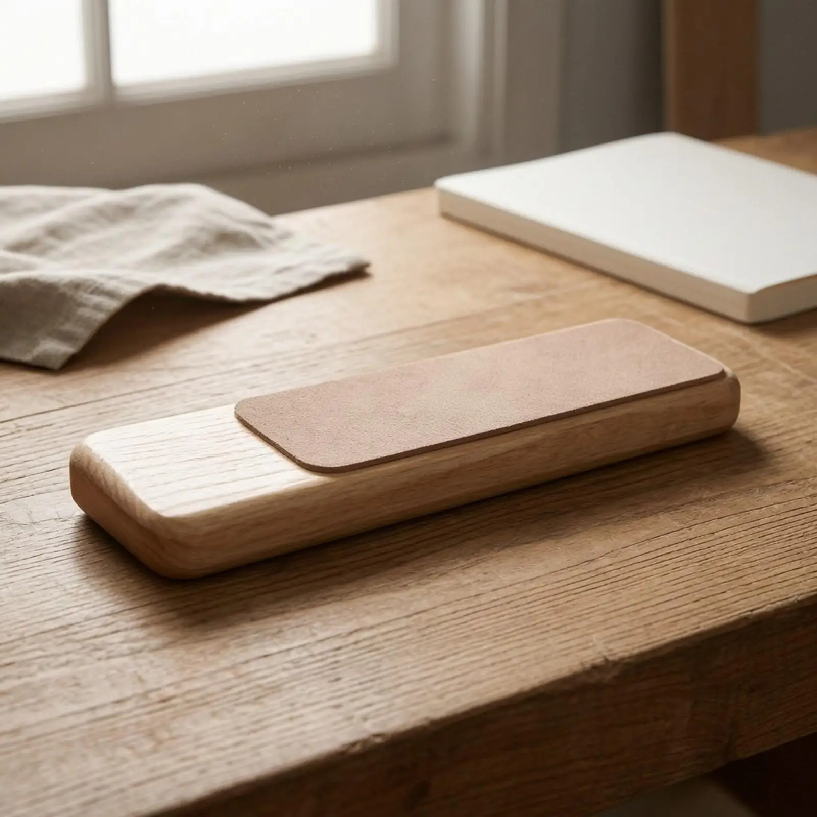 Sturdy Wooden Leather Strop Board for Sharpening and Honing Edges 210x60 Mm Portable Tool for Workshop and DIY Leather Projects