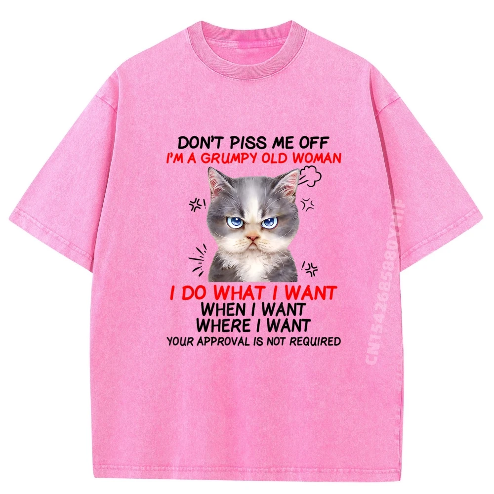 

Dont piss me off Im a grumpy old woman I do what I want Clothing Luxury Brand Mens Fashion Washed Shirt
